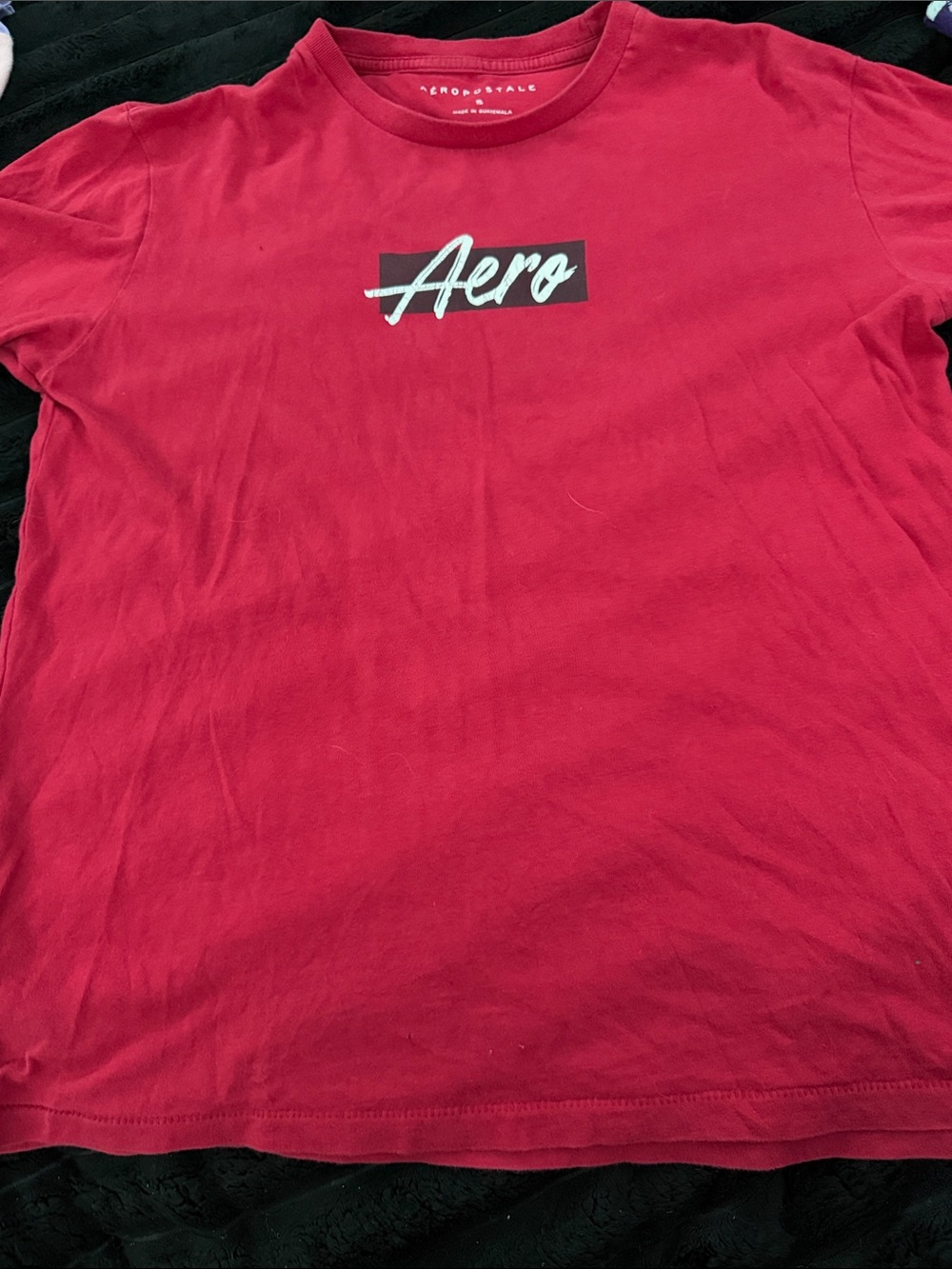 Aeropostale Men’s Red Logo Crewneck Short Sleeve Tee